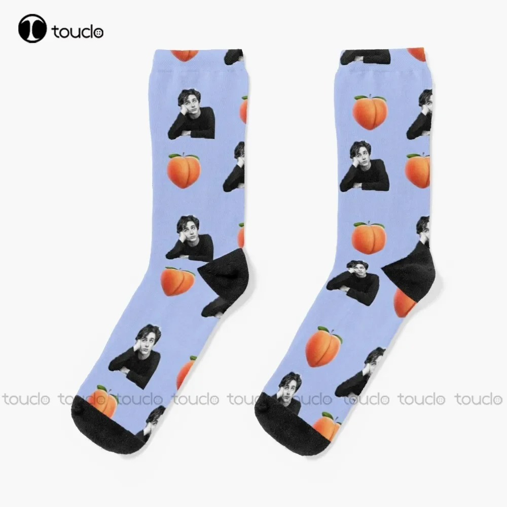 New Timothee Chalamet Pattern Socks Brown  Personalized Custom Unisex Adult Socks Teen Socks Halloween Christmas Gift