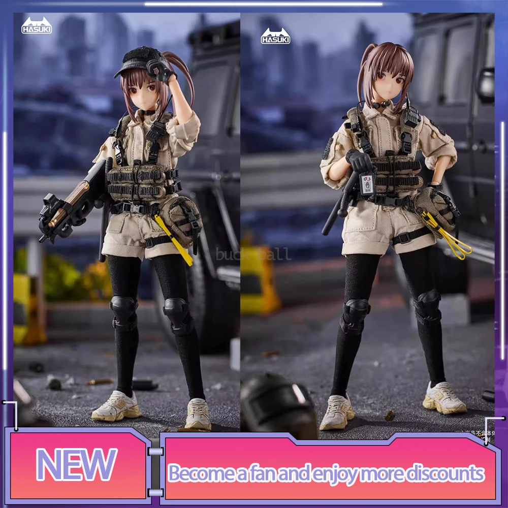 Original HASUKI Pocket Art PA006 1/12 Pilot Guard Mobile Suit Girl Action Figure Female Soldier statue  Customized Kids Toy Gift