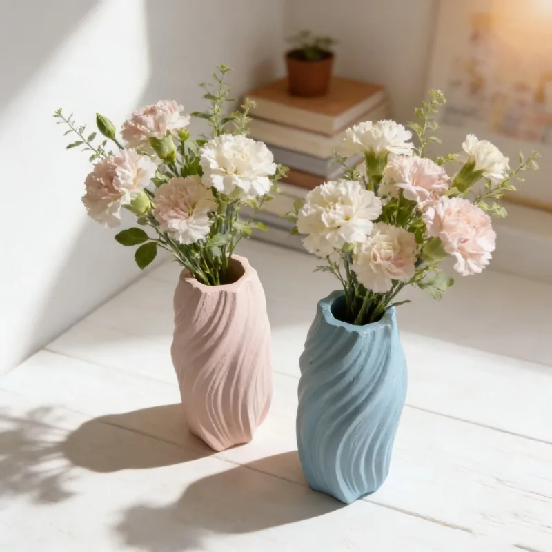 1pcs 3D Twisted Ripple Silicone Vase Molds , Modern Wavy Flower Pot Resin Molds for DIY Candle Holder, Pen Holder, Home Decor