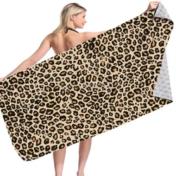 Microfiber Beach Towel Leopard Pattern Quick Dry Bath Towel Sandproof Summer Swimming Washcloth Bath Bathroom Decor
