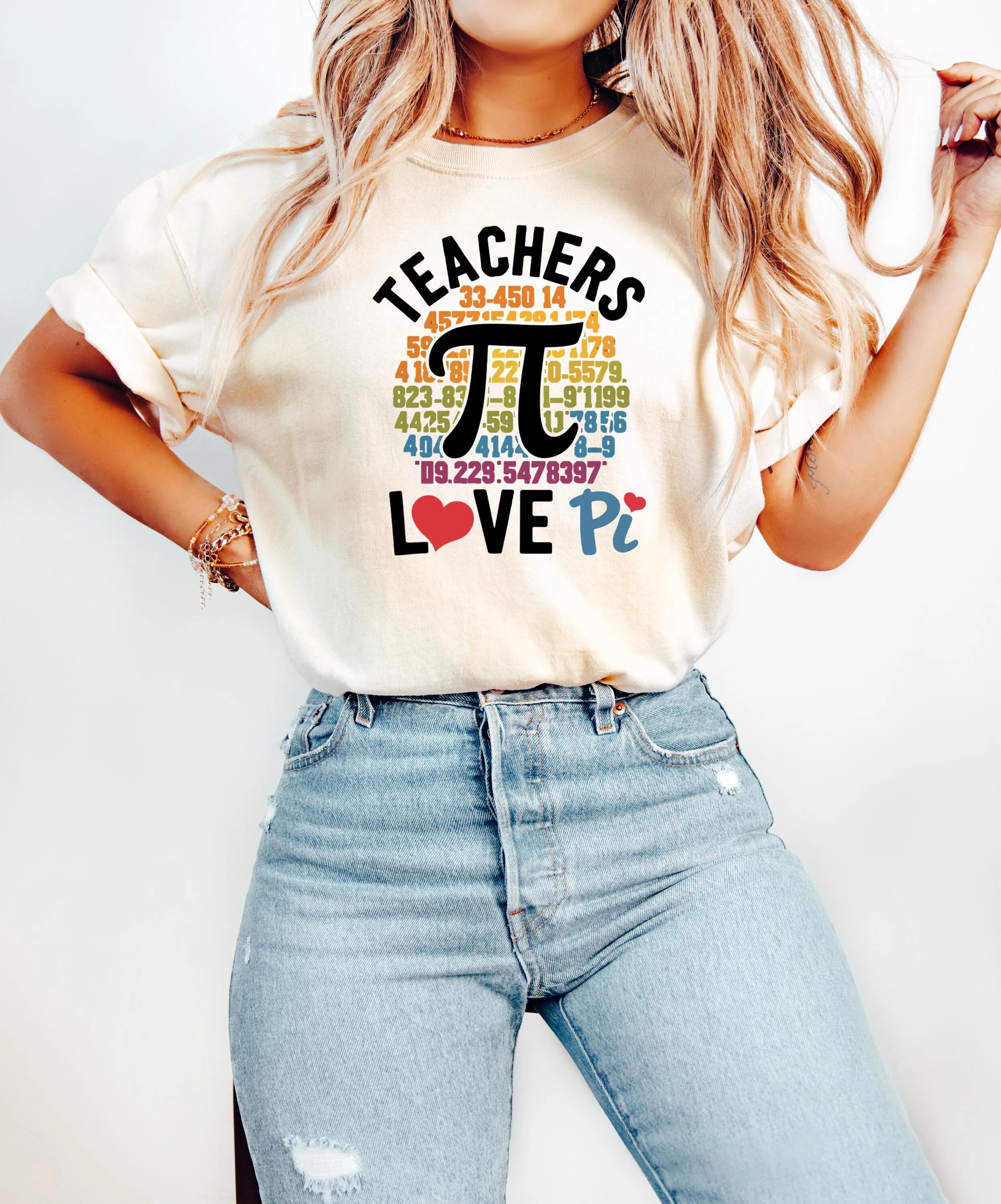 

Teachers Love Pi T Shirt Happy Day 2025 Math Elementary Teacher Back To School