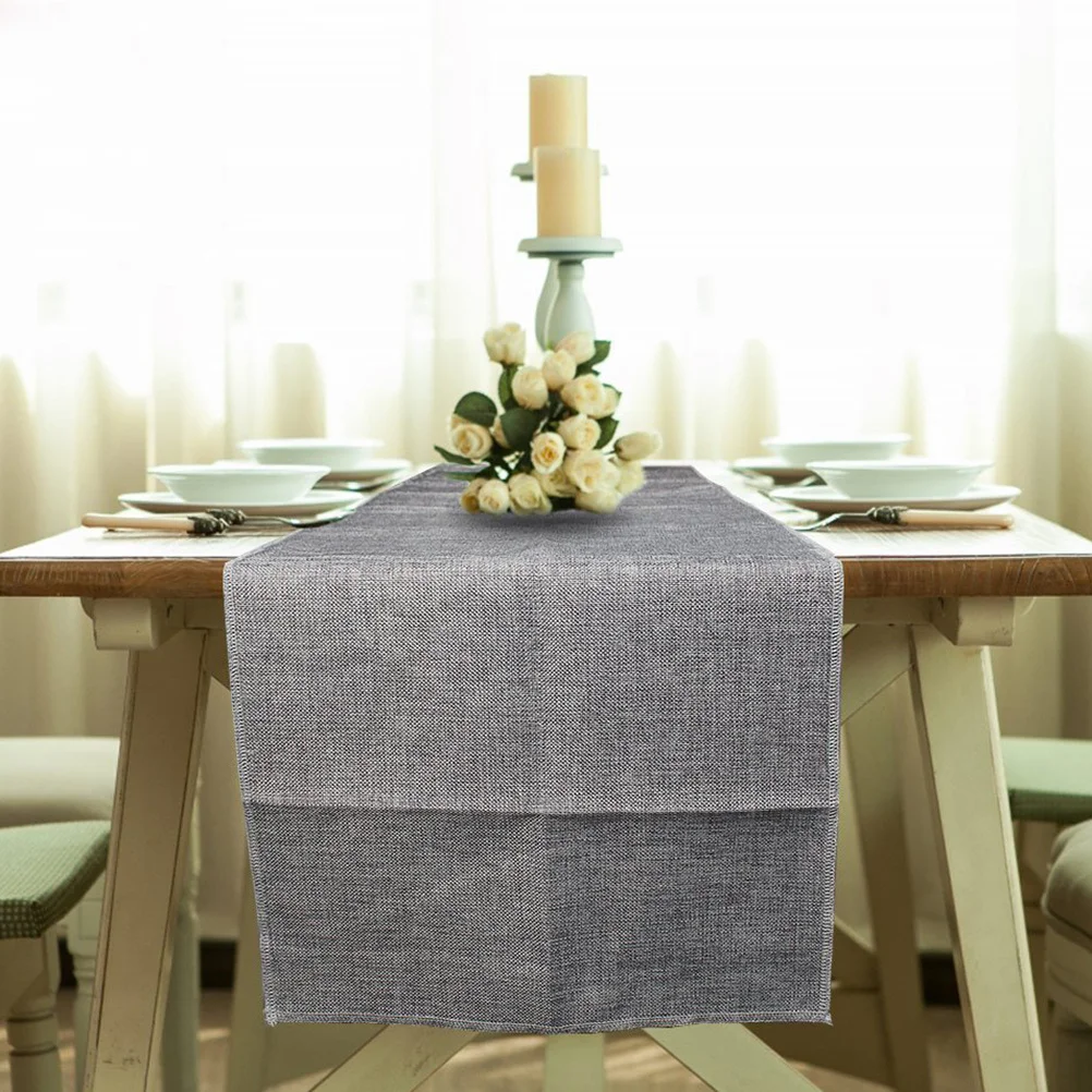 

30x275cm Imitated Linen Table Runner Rustic Wedding Decor Gray Solid Table Decoration Shabby Chic Shower Event