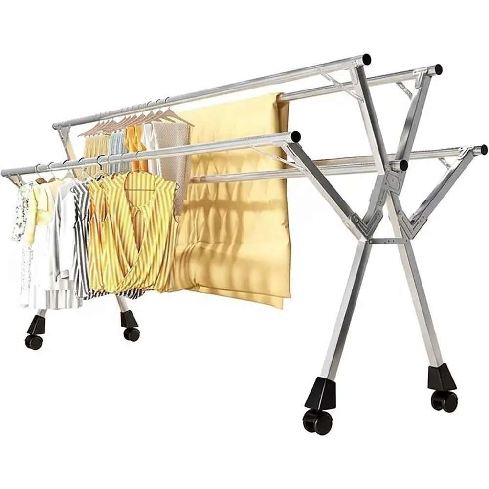 

Компактная сушилка для одежды из нержавеющей стали, регулируемая и портативная, идеально подходящая для внутреннего и наружного использования.