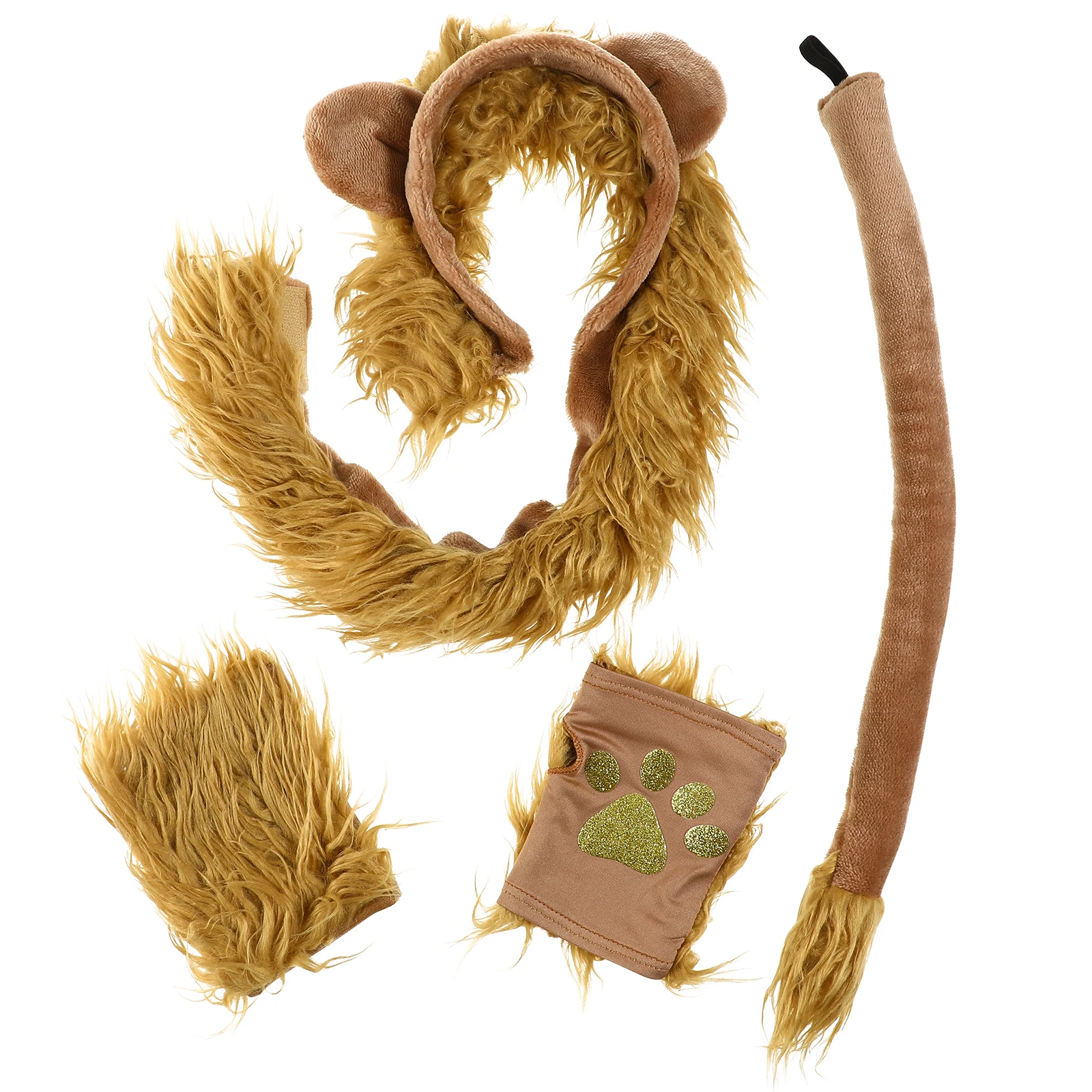 

1 set Lion Headband Set Kids Adult Costume Gloves Animal Tail Ears Toddler Lion Cosplay Halloween Performance