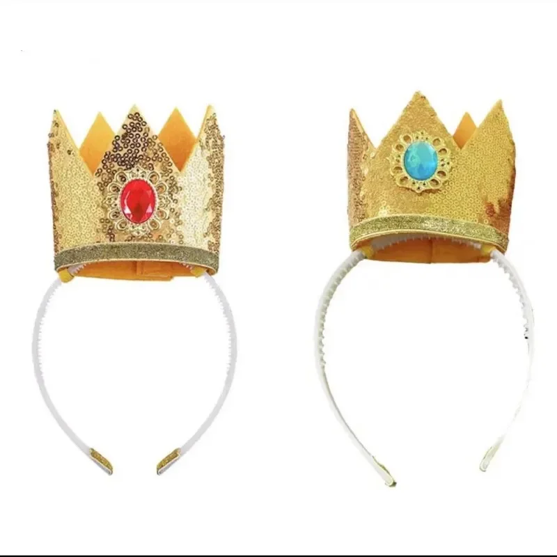 Super Mario Prinzessin Pfirsich Haarbänder für Mädchen Neue Glitzer Krone Haarband Prinzessin Party Cosplay Stirnband Krone Haarschmuck