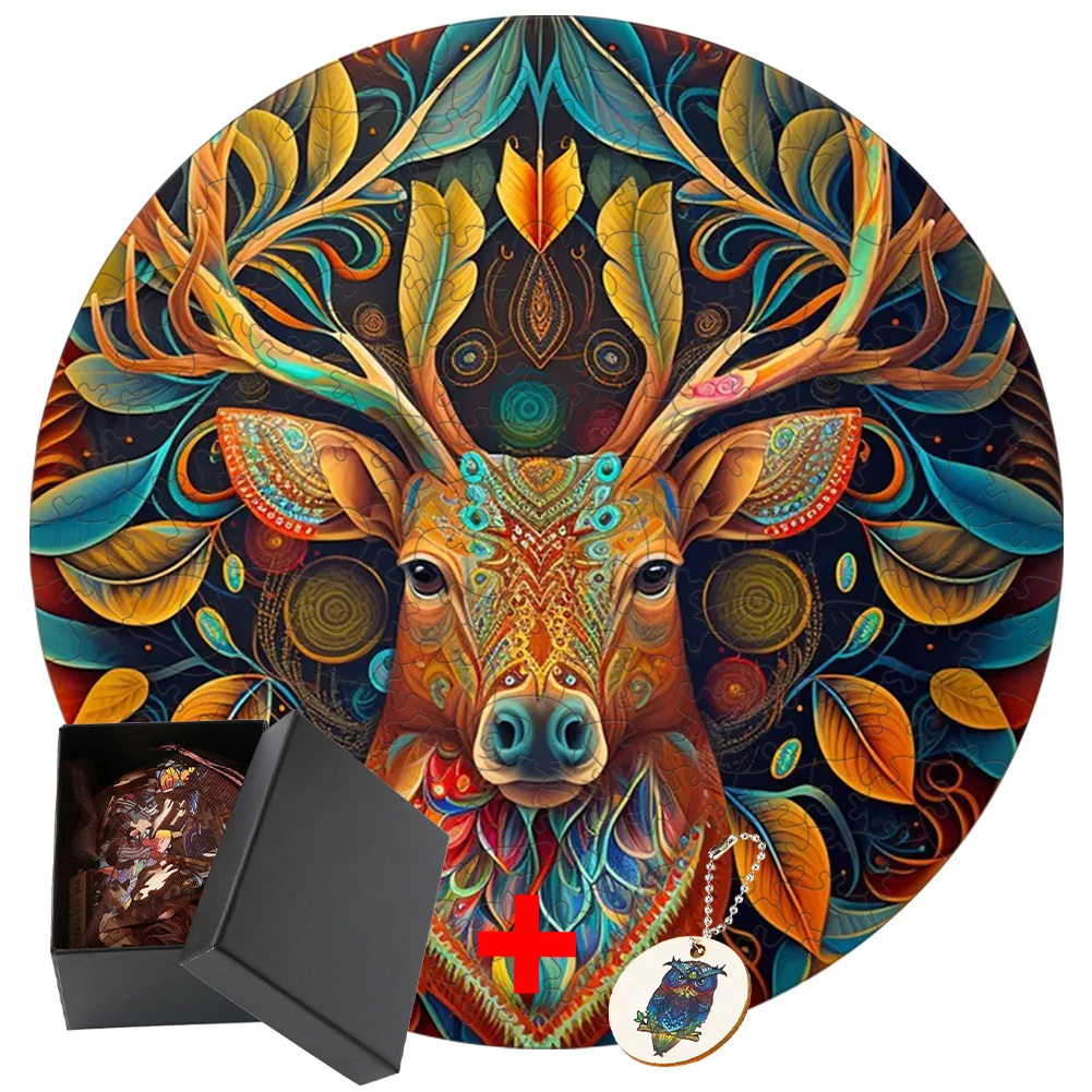 

Deer Wooden Puzzl Toy Children Games Educational Toys for Children Puzzle 3d Puzzles for Adult Animal Wood Puzzle Model Keychain