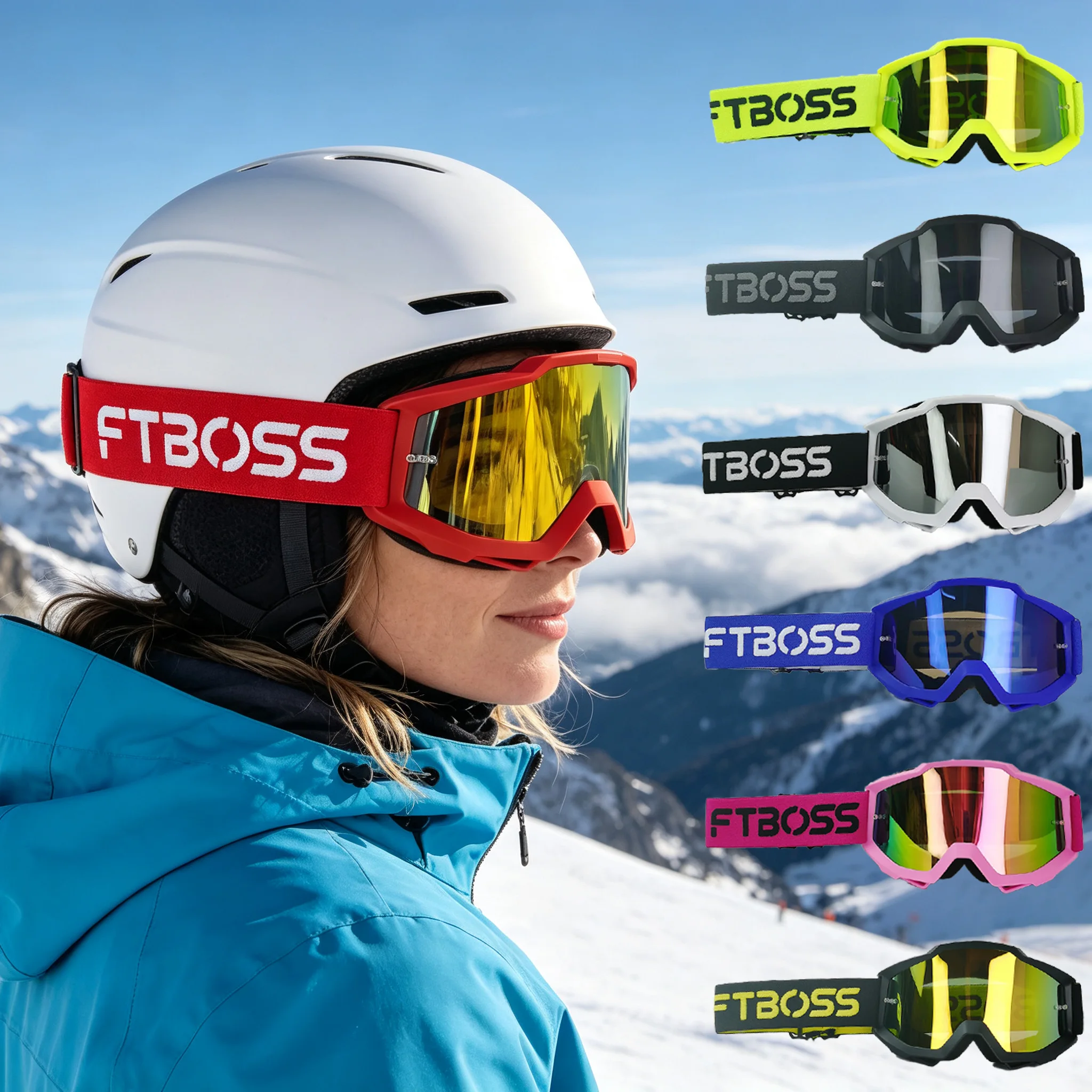 Winter Snow Goggles Over Glasses Design Ski Eyewear Wind Resistant Sports Goggles for Adult Ski Enthusiasts