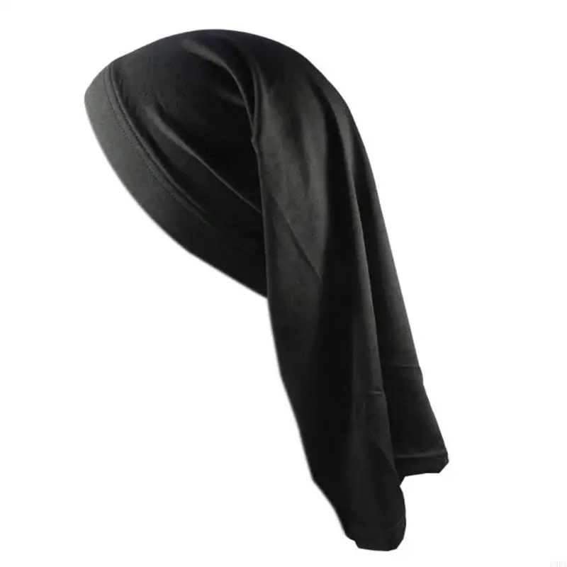 

P88A Elastic Wide Brim Hair Care Hat Sleep Two-end Elastic Night Long Tail Turban Hat All-match for Friend Family