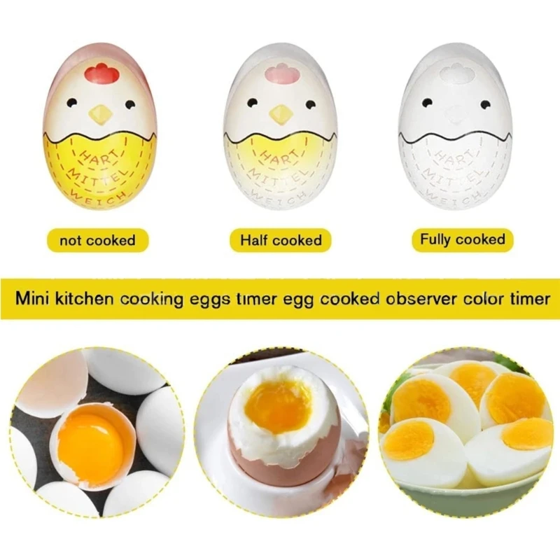 Boiled Egg Timer Plastic Boil Eggs Thermometer Eggs Color Changing Cooking Temperature Observer Kitchen Gadget