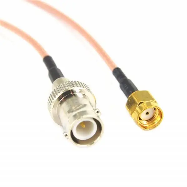 BNC to RP-SMA Male RG316 Coaxial Cable Assembly, 10cm Right Angle Antenna Extension