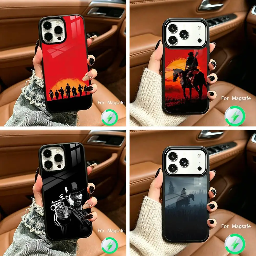 

R-Red D-Dead Redemption RDR 2 Wireless charging phone case compatible with iPhone 17/16/15/14/13/12/11