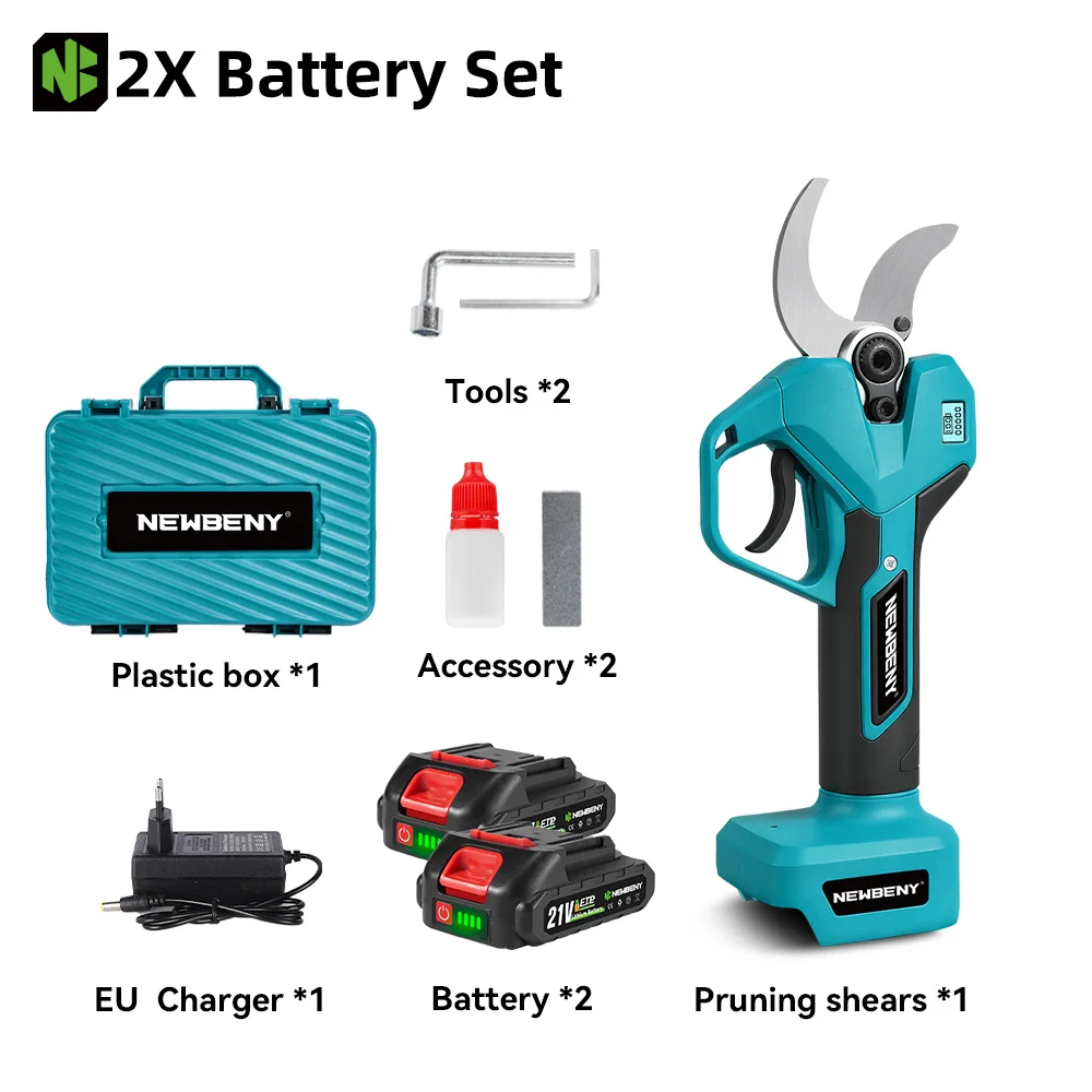 NewBeny 2 Versnellingen 65mm Borstelloze Elektrische Snoeischaar Shear Fruitboom Bonsai Snoeischaar Elektrisch Gereedschap Voor Makita 18 V Batterij Pin
