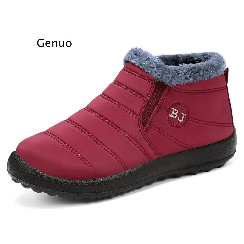 

Men & Women Large Size Winter Ankle Boots Fleece Lined Thick Warm Cold Weather Snow Boots Soft Sole Comfort Low Top Cotton Boots