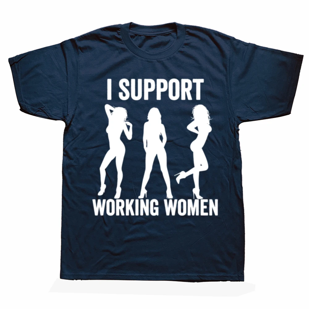 Lustiges T-Shirt mit Aufdruck „I Support Working Women“ für Herren und Damen, modisches, lässiges T-Shirt aus 100 % Baumwolle, lockeres, übergroßes T-Shirt – Detail 2