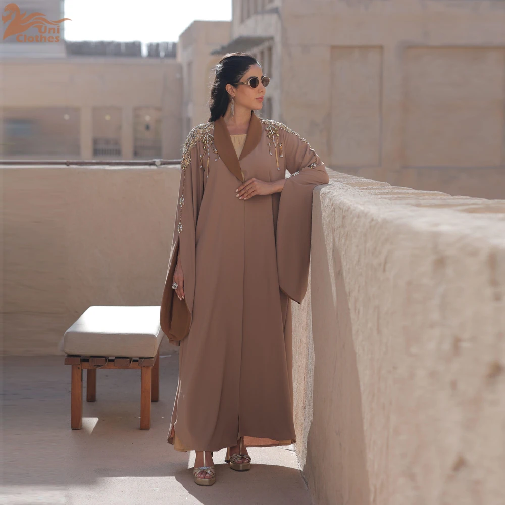 Eid Arab Muslim Party Abaya for Women Dress Diamond Khaki Jalabiya Long Dresses Morocco Kaftan Vestidos Dubai Ramadan Gown Robe