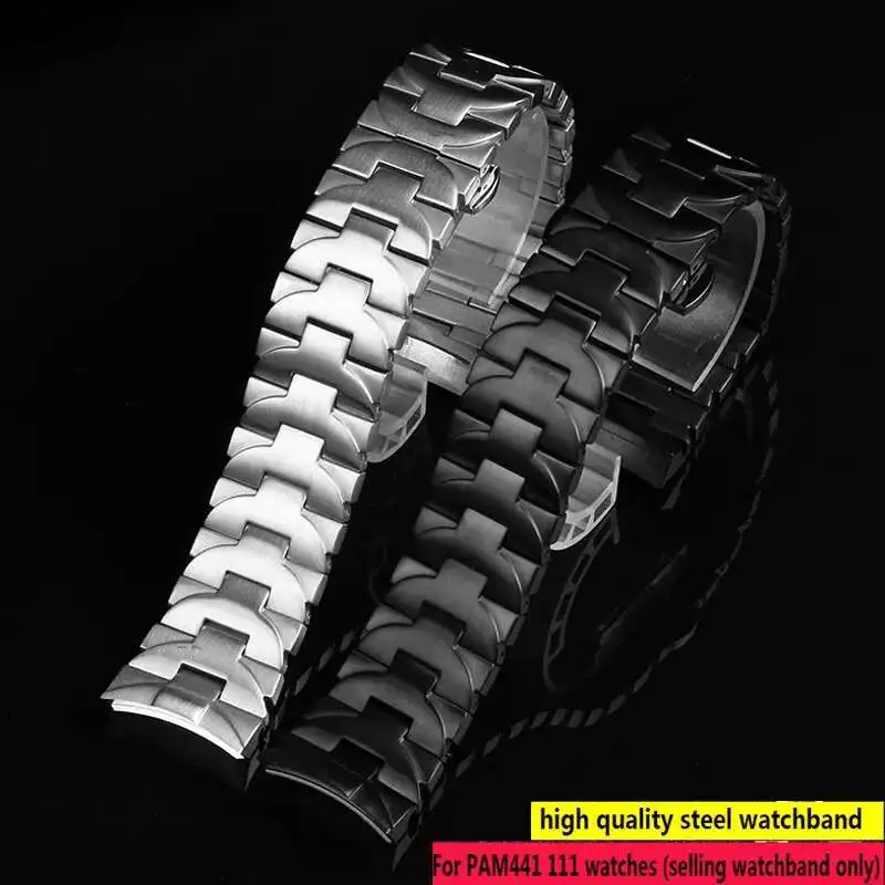 For P-Anerai Strap Men's Band PAM441 111 Solid Stainless Steel Butterfly Buckle Watch Chain 24Mm Accessories