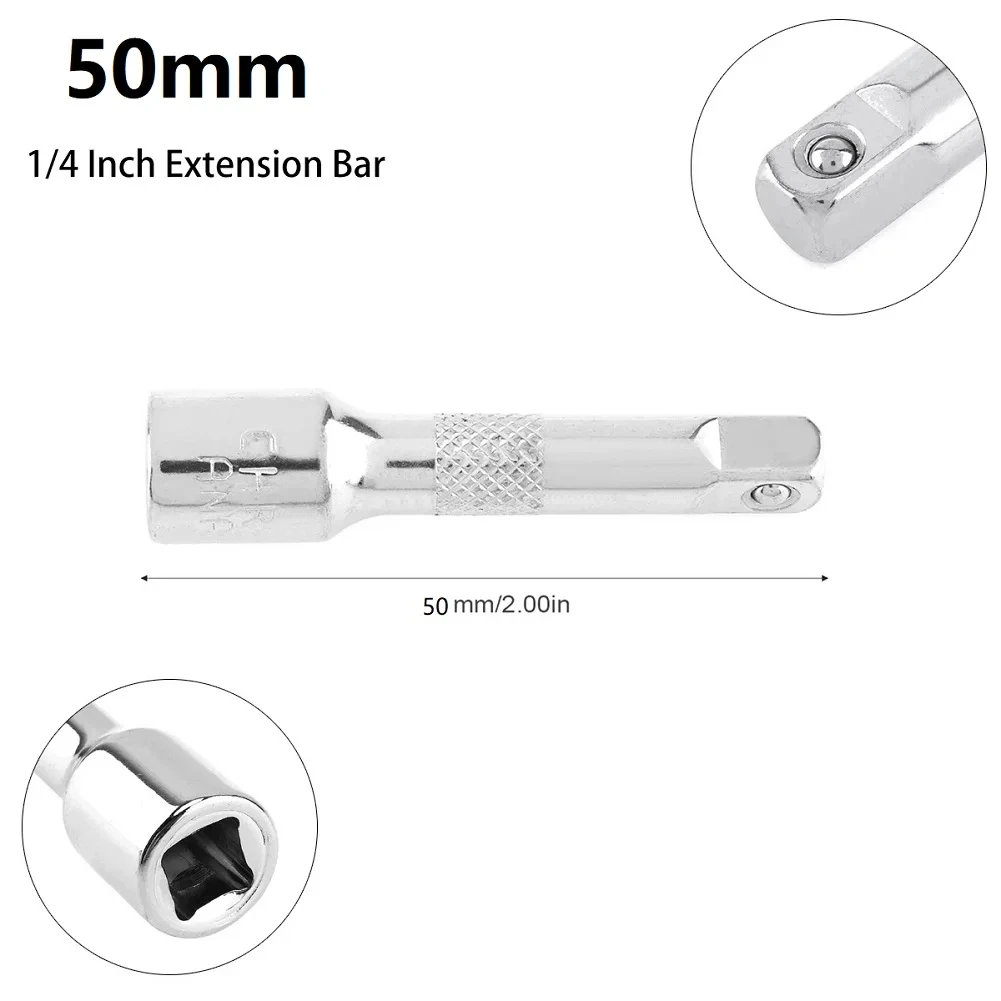 3 Stück 1/4 Zoll Steckschlüssel-Verlängerungsstange 50/75/100mm Lang, Lenkstange, Verbindungsstange, Steckschlüssel-Verlängerer, Handwerkzeug – Detail 5