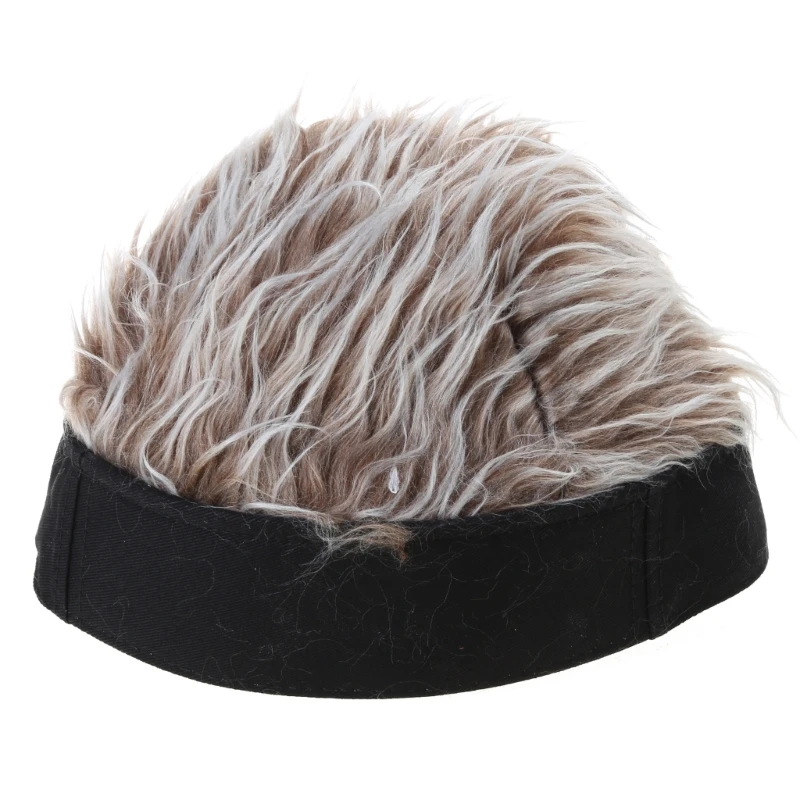 Novelty Visors Sun Party Peaked Beanie Hat Headband with Spiked Hair Funny Short Hair Breathable