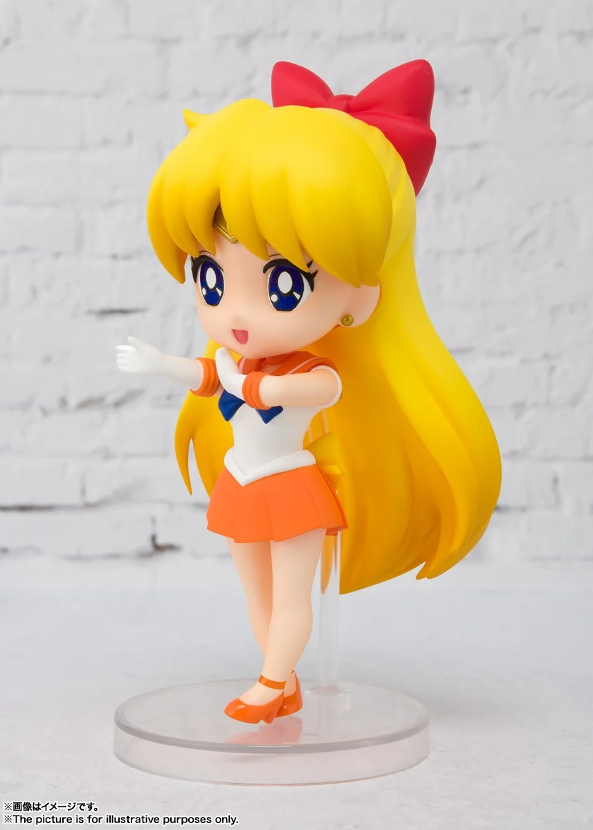 BANDAI Original Figuarts Mini Sailor Venus Anime Action Figure PVC Figure Pretty Soldier Sailor Moon