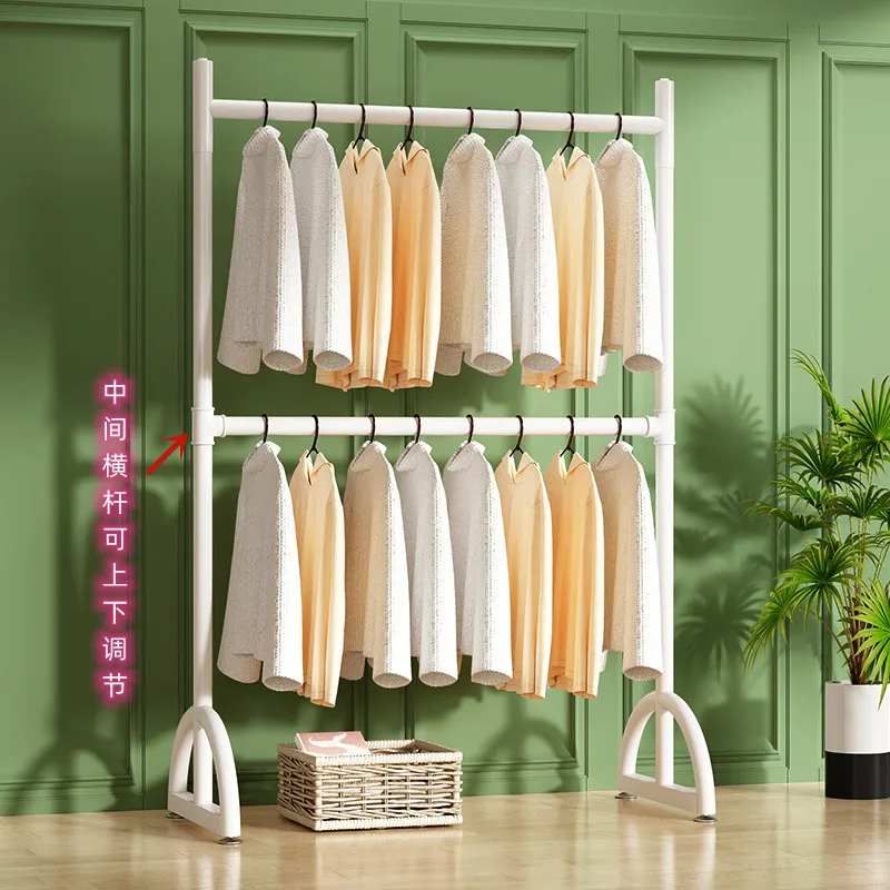 

Coat rack double-layer adjustable lifting clothes rack single-pole bedroom dormitory balcony multi-layer household cooling art
