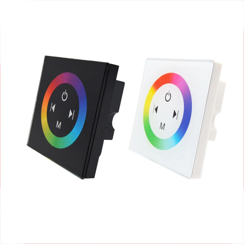 

New Touch Panel Wall Mount Led Strip Dimmer 12V 24V Dimming Controller 4A Output 5050 3528 Single Color Touchable Glass Panel