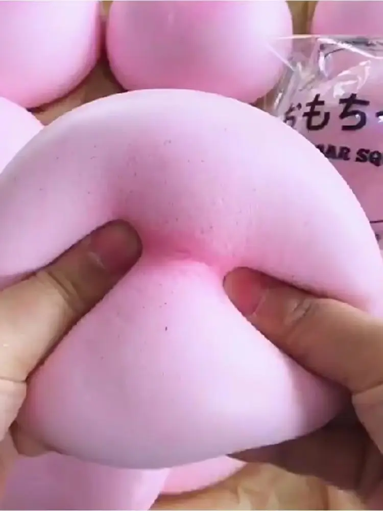 Simulated Pink Buns Squishy Squeeze Toy Soft Stress Relief Slow Rising Sensory Fidget for Anxiety ADHD Autism Gifts for Kids