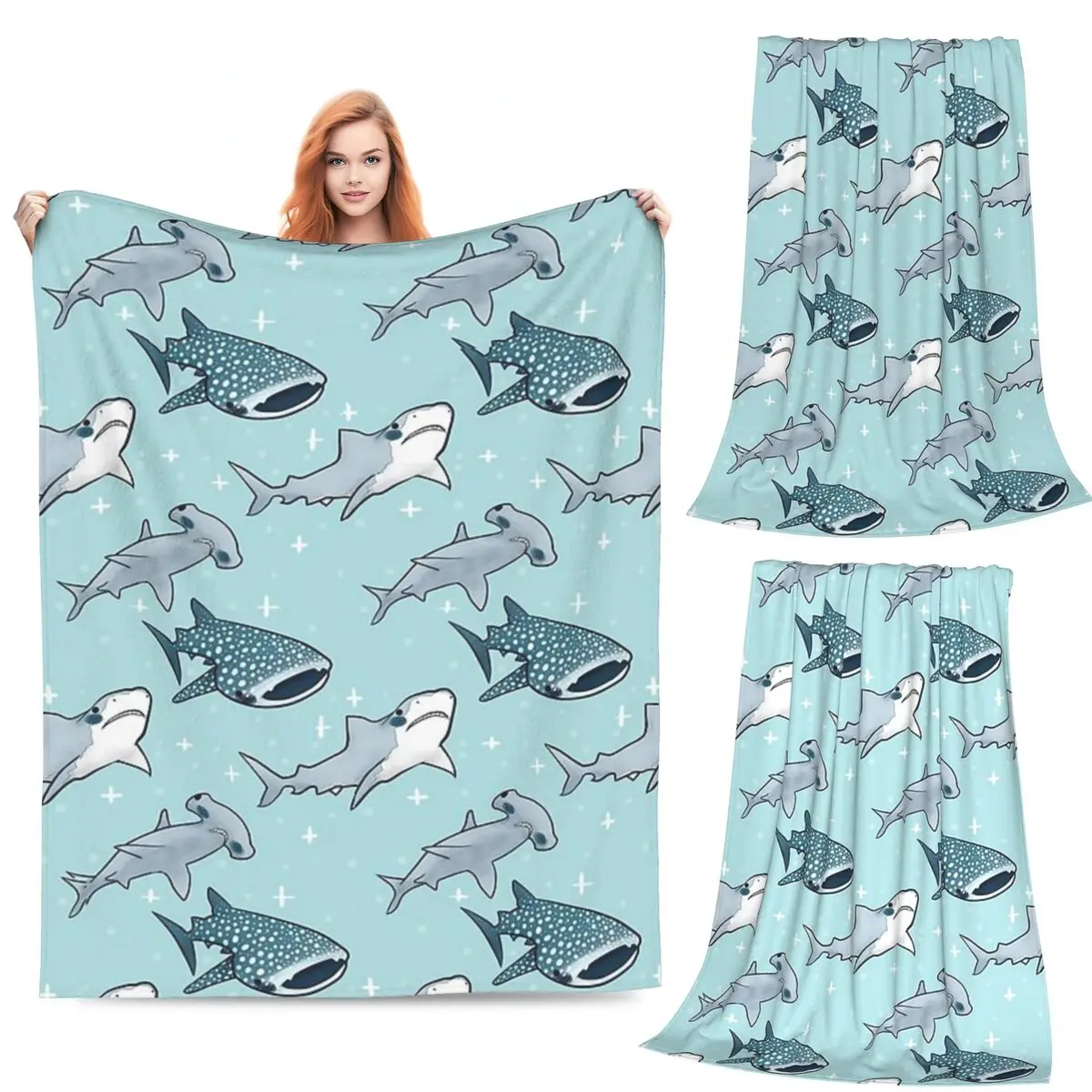 

Shark Pattern Blanket Fleece Sofa Throw Blanket Super Soft Throw Blankets for Couch Bedding Office Throws Bedspread Quilt