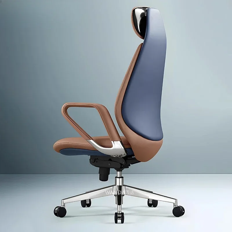 Computer chair home comfortable sedentary boss cowhide office chair light luxury swivel chair