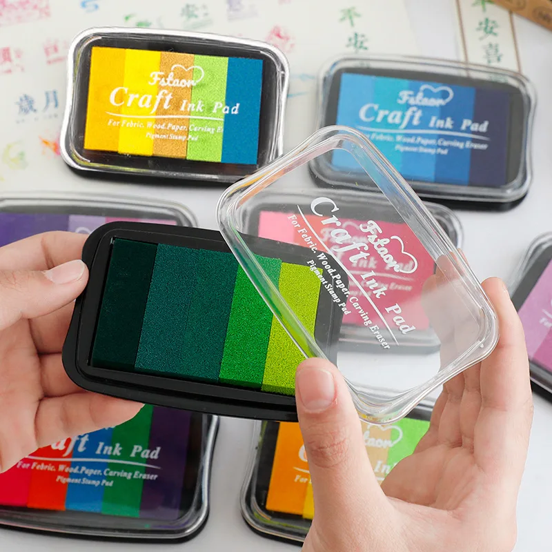 Tampon de sceau Ins, 5 couleurs dégradées, bricolage, peinture au doigt de mariage, poubelle, journal intime, création d'album, tampon encreur, grande boîte