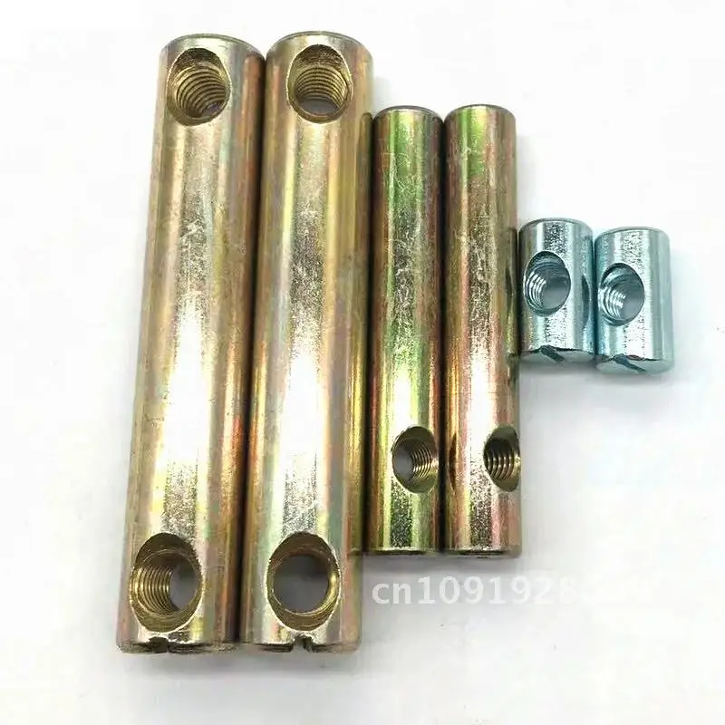 

10Pcs Double Cylinder ​Hole Slotted Barrel Nut Dual Shape Cabinet Bolt Furniture Fitting Zinc Bed Insert M8/M6 Plated