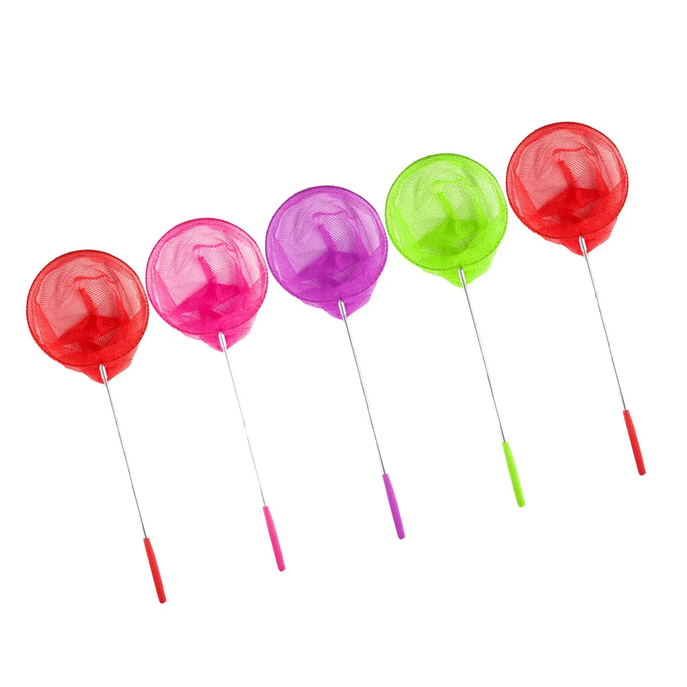 

5pcs Telescopic Nets Extendable Stainless Steel Retractable Fishnet Kids Large Pocket Insect Catching Net Safe Handle