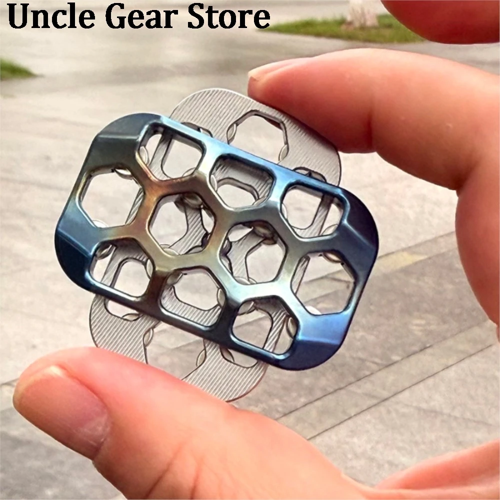Titanium Blue Titanium Color Hollow Magnetic Slider EDC Decompression Toy Desk Toy