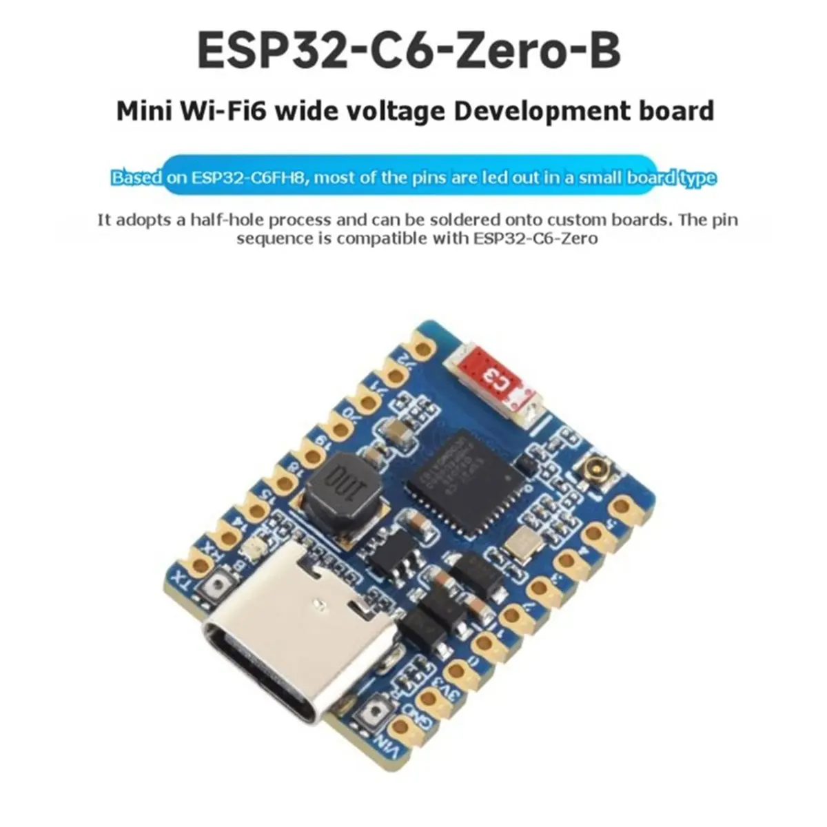 -C6-Zero Mini Development Board -C6-Zero-B-M Built in 8MB Flash Based on -C6FH8 WiFi 6 Bluetooth 5 Module