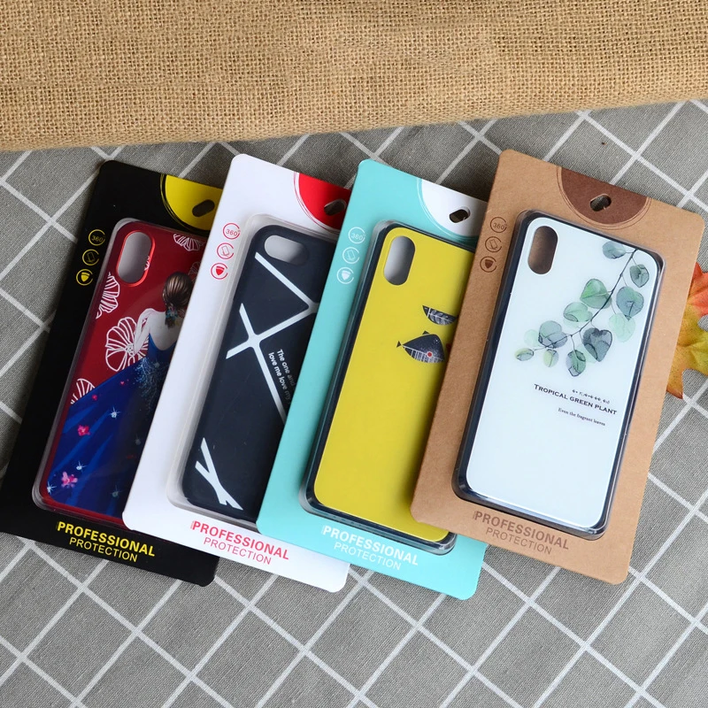 Phone Case Packaging Box Color Cardboard Paper Window Box With PVC Blister Universal Phone Cover Box Leather Case Box