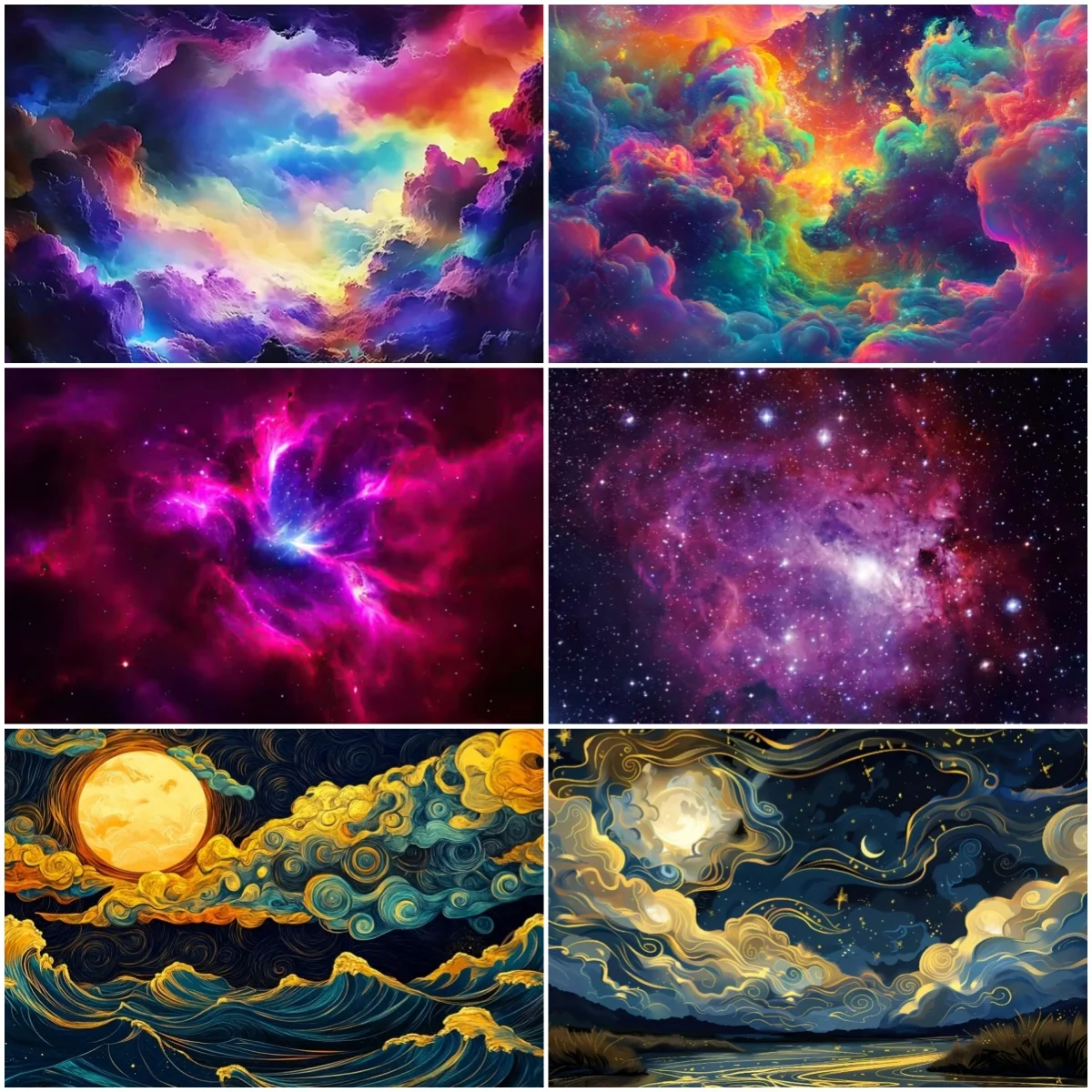

Stars Sky Theme Photography Background Moon Clouds Birthday Party Decorations Supplies Universe Galaxy Backdrop Kid Gift Studio