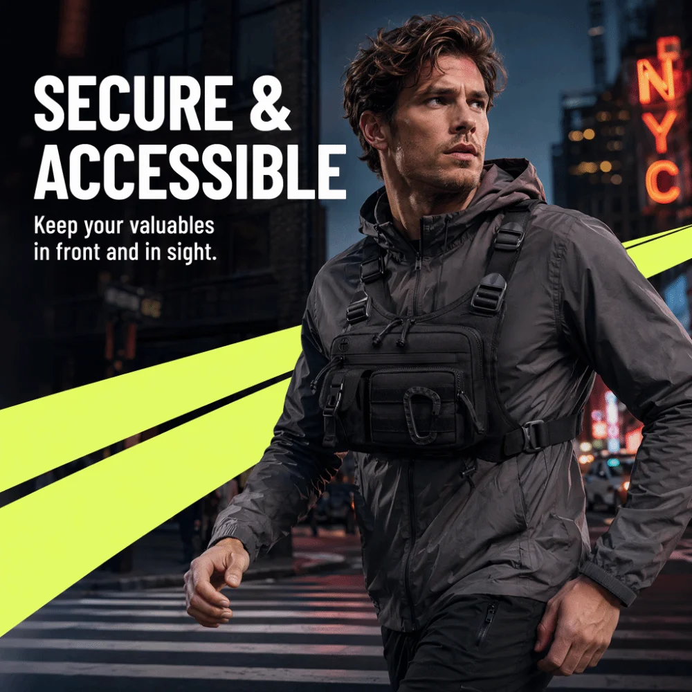 Durable With Adjustable Strap Chest Bag Multiple Pockets Hands-Less Utility Vest Lightweight Running Vest Pack Travel