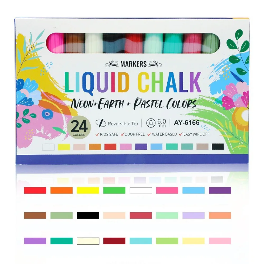 

8/12Colors Erasable Liquid Chalk Pen Dust-free Multi-Color Art Marker Pen Water-soluble Handwriting Fluorescent Pen