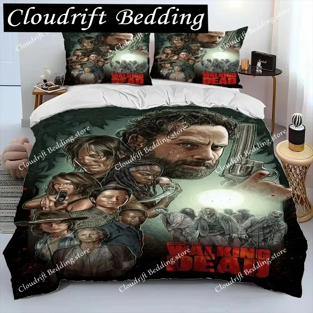 Horror TV The Walking Dead Lincoln Comforter Bedding Set,Duvet  Cover Bed Set Quilt Cover Pillowcase,King Queen Size Bedding Set