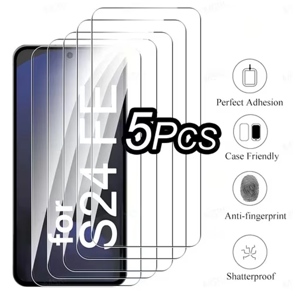 1-5pcs HD Screen Protectors For Samsung S24 FE S23 FE A56 A36 A54 A52 A17 A07 A15 A13 A37 A04S A14 A34 A55 A52S Tempered Glass