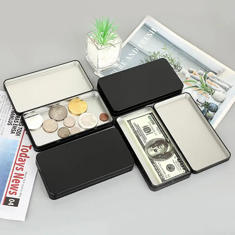 Paper Money Holder Tinplate Currency Tray Small Metal Cash Storage Box Convenient Cash Protector Case