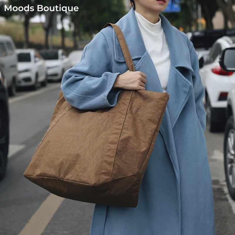 

Oversized Washed Nylon Fabric Shoulder Bags For Women Waterproof Durable Big Capacity Shopping Tote 2024 Latest Fashion Handbags