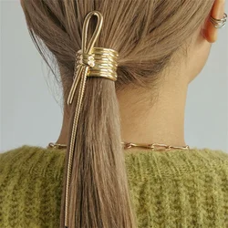 2024 new Low Ponytail Holder Buckle Trendy Retro Metal Knot Hair Rope Advanced Punk Clips accessori per capelli per le donne copricapo