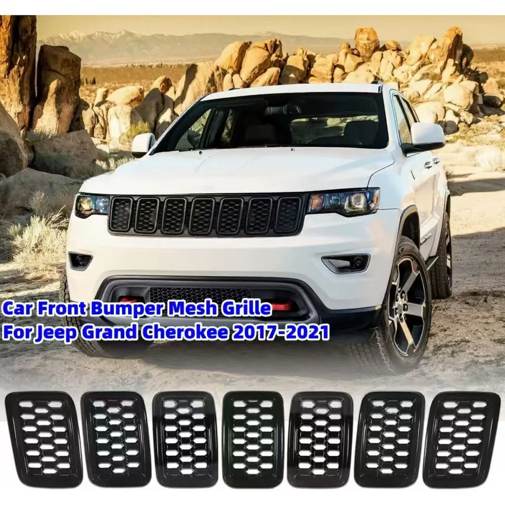

For Jeep Grand Cherokee 2017 2018 2019 2020 2021 Front Bumper Grille Honeycomb Mesh Grill Cover Trim decoration