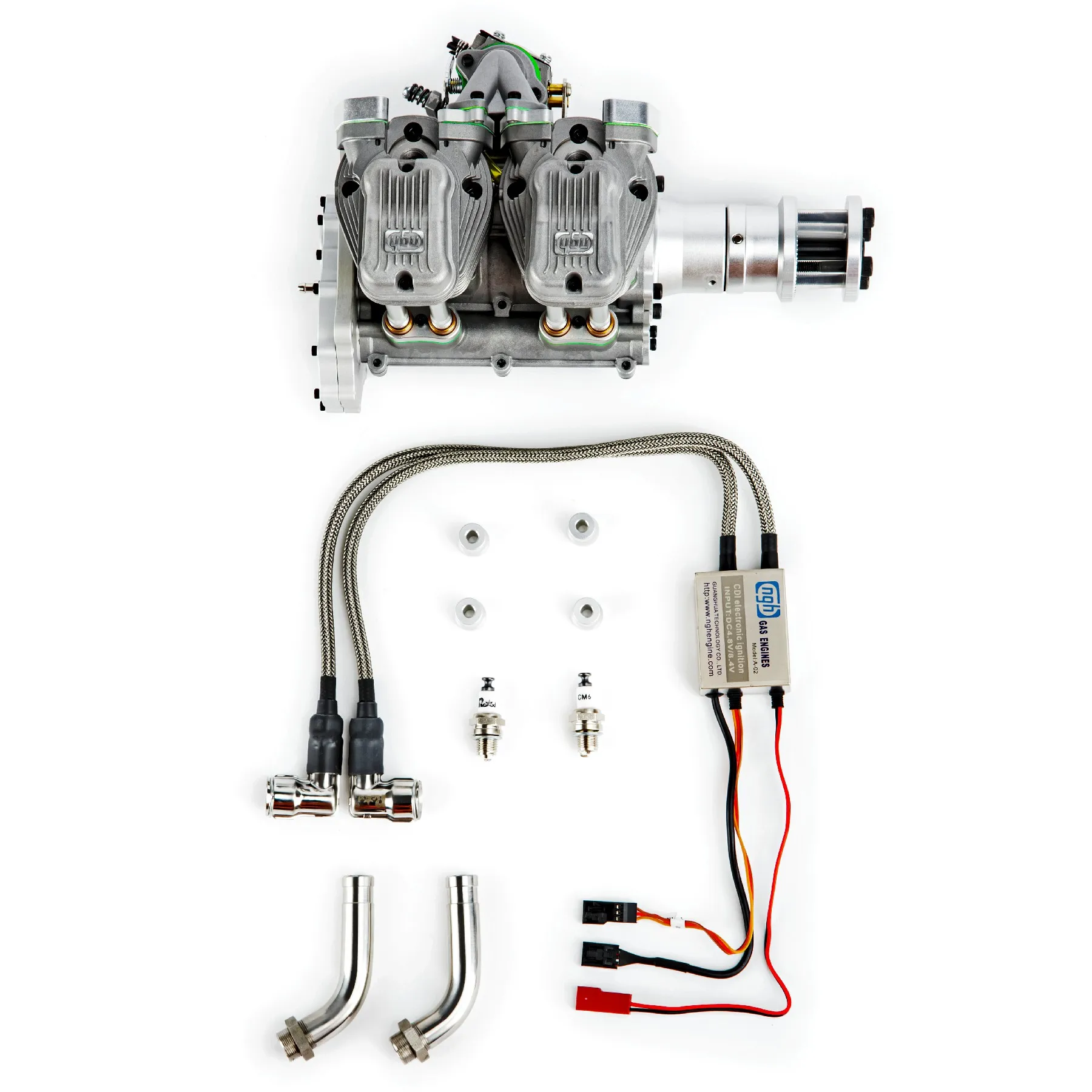 NGH GF60i2 60cc moteur à essence 4 temps, double cylindre opposé horizontalement pour une puissance ultra-lisse dans l'avion RC et l'UAV