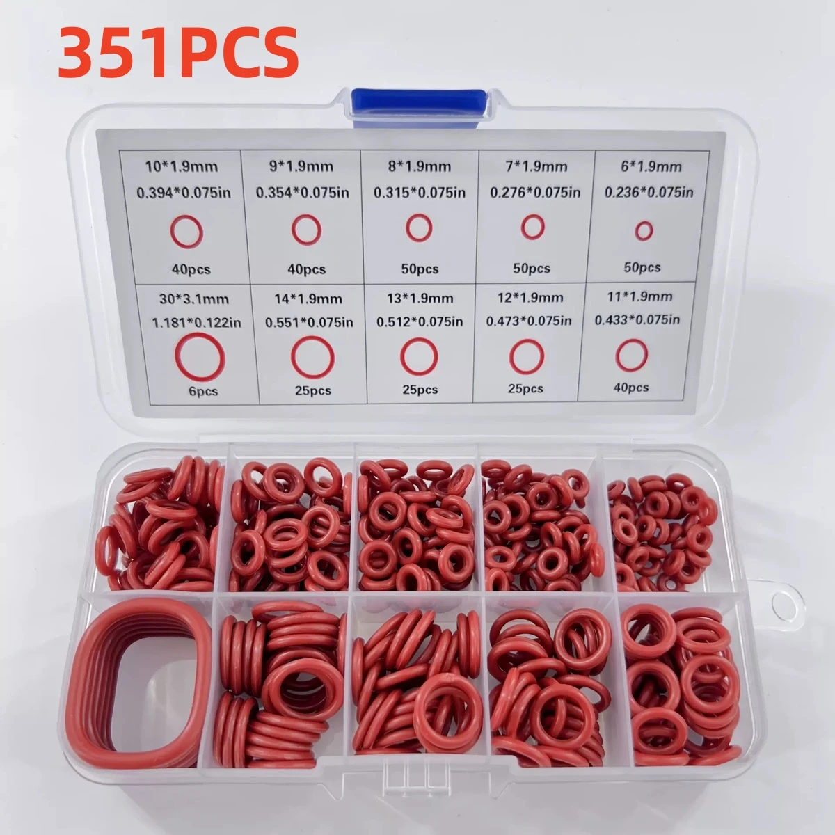 702/351pcs Silicone O-ring Set 10 Sizes Oil Heat Resistant Suitable For Cars Pipelines Circular rubber Sealing Ring Gasket Pad