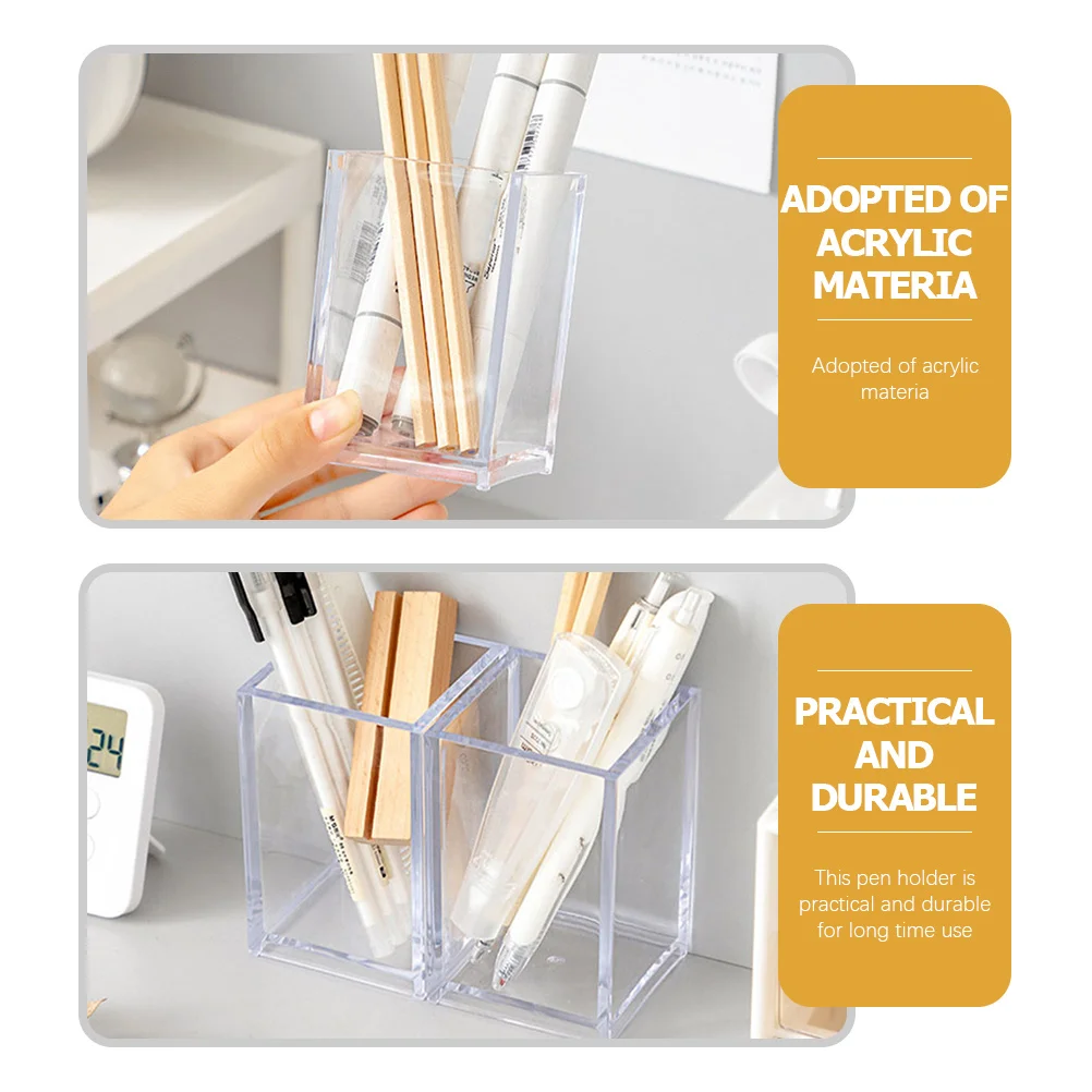 

6Pcs Acrylic Clear Pen Holders Makeup Brush Stationery Organizer Desk Accessories Clear Pen Holder Makeup Brush Holders