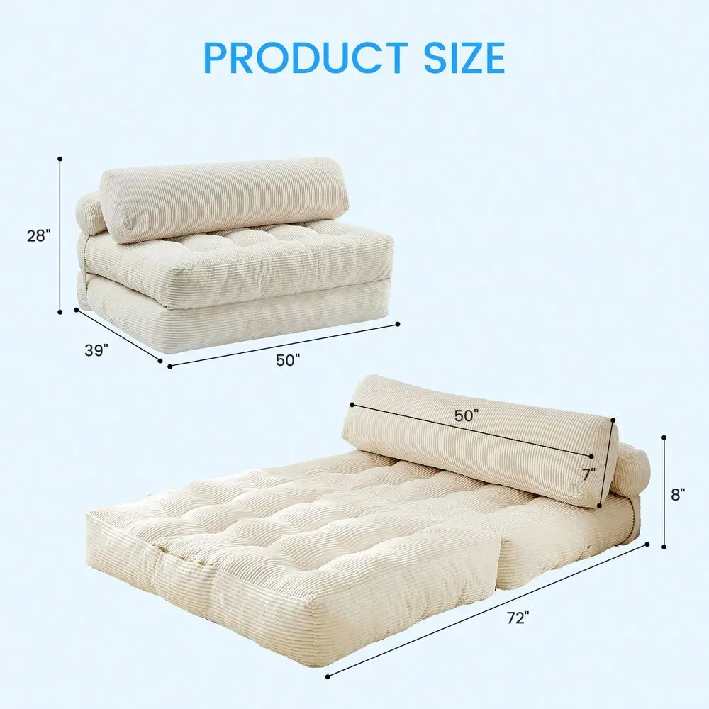 Sofa Bed, Convertible Sleeper Chair With Pillow Back Support, Twin Size FullSize Portable Fold Out Chair Bed, Comfy Floor Sofa view 4