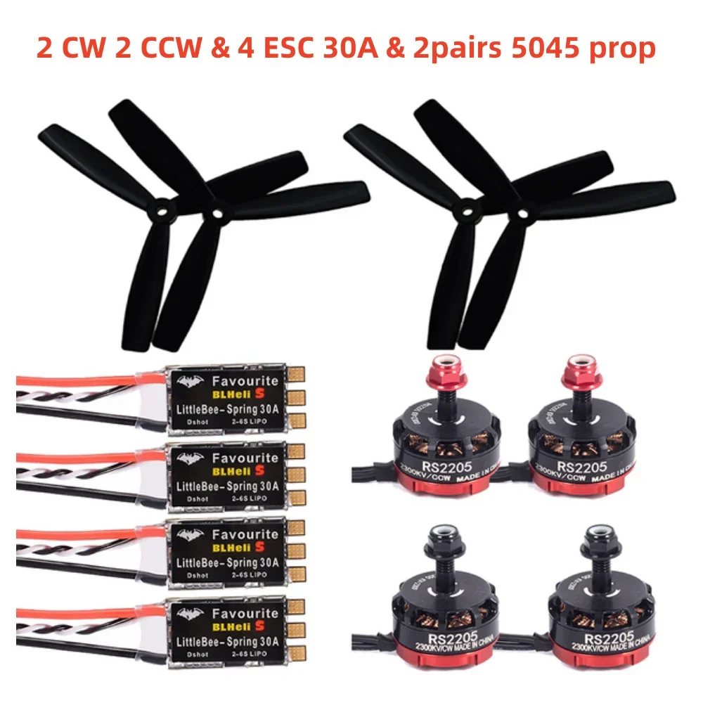 RS2205 2300KV CW CCW Brushless Motor LittleBee 20A/30A BLHeli_S ESC 5045 propeller For FPV QAV250 X210 Racing Drone Multicopter