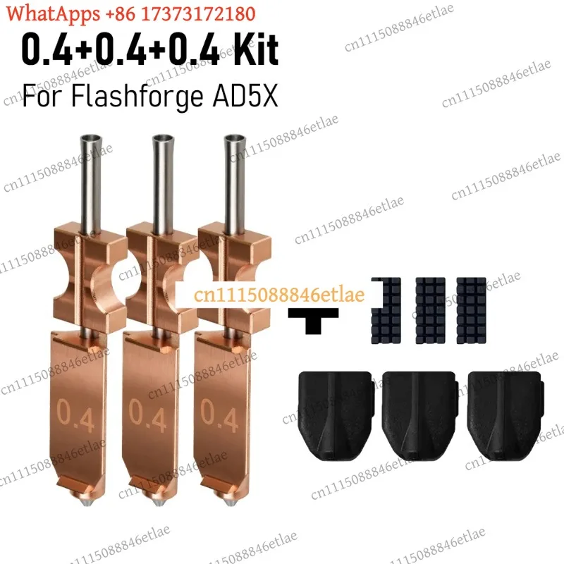 k3 Upgraded AD5X Quick Release Nozzle Kit 0.25/0.4/0.6mm for Flashforge AD5X Hotend w/ Brush & Silicone Cover