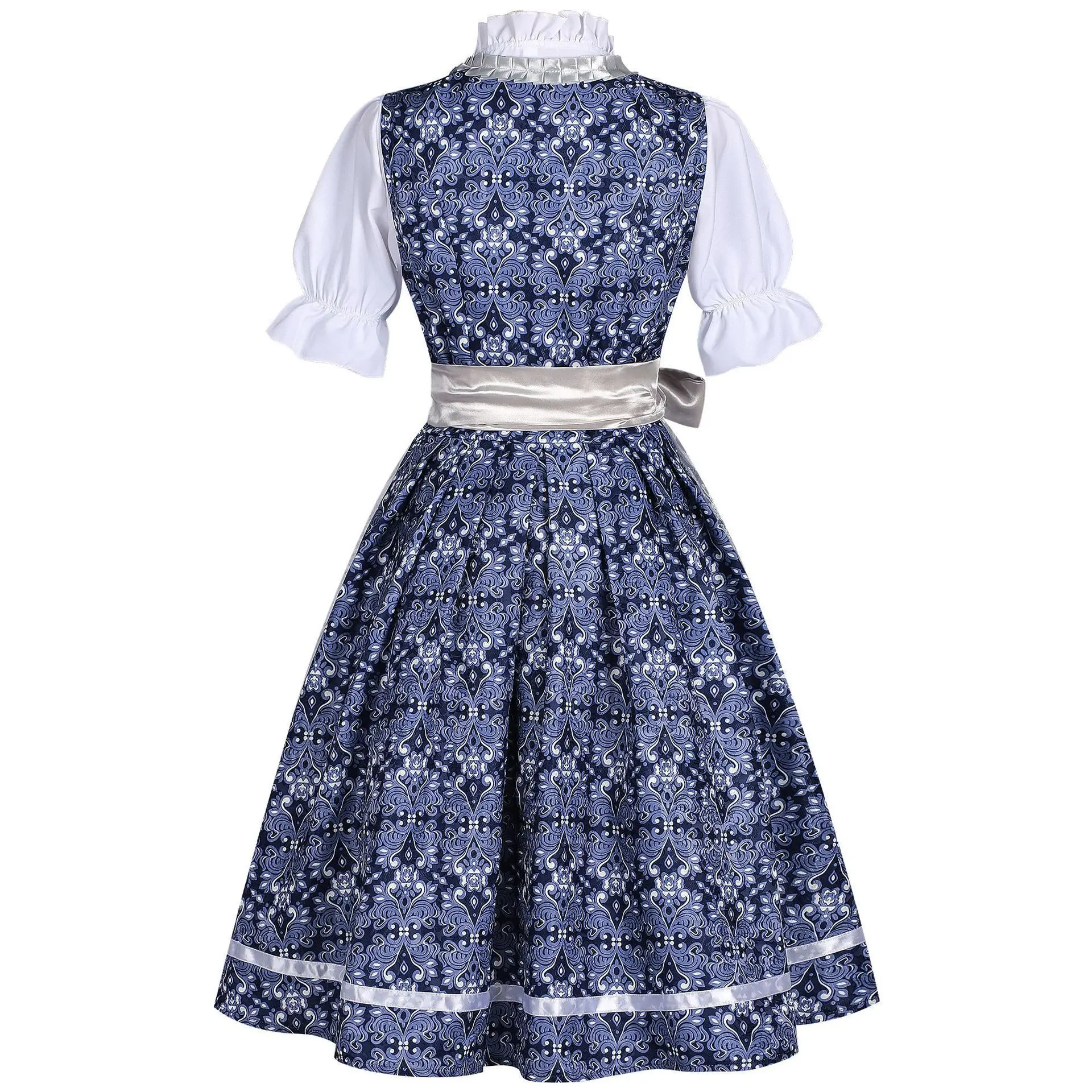 Deutsches Oktoberfest Dirndl-Kostüm für Damen, elegantes Spitzen-Blumen-Bayerisches Traditionelles Kleid, Vintage-Dienstmädchen-Festival-Cosplay-Fantasie-Anzug – Detail 23